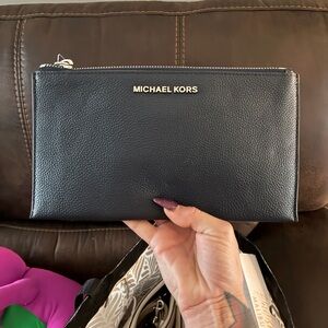 Michael Kors Black and White Leaf Print Wallet